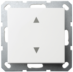 Выключатель одноклавишный для штор 10A 250V~ с накладкой, цвет белый глянцевый, G3018W, JASMART
