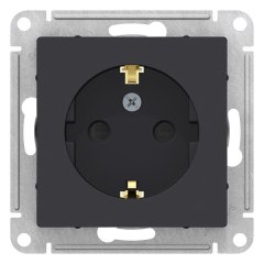 ATN001045 - AtlasDesign РОЗЕТКА с заземлением со шторками, 16А, механизм, КАРБОН