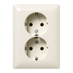 AS5020U Штепсельная розетка SCHUKO 16A 250V  сдвоенная; слоновая кость