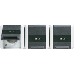 8230NAW Тройная  горизонтальная SCHUKO-розетка 16A 250V  ; для накладного монтажа IP44