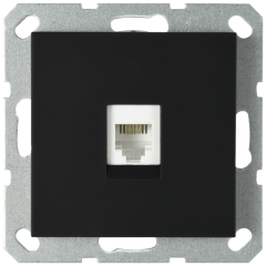 Интернет-розетка RJ45 с накладкой, цвет черный матовый (soft touch), G6105PB, JASMART