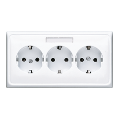 CD523NAWW Розетка тройная с заземлением для кабельканалов, полем для надписи; белая