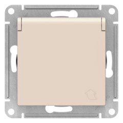 ATN000246 - AtlasDesign РОЗЕТКА с заземлением со шторками с крышкой, 16А, IP20, механизм, БЕЖЕВЫЙ