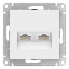 ATN000185 - AtlasDesign РОЗЕТКА двойная компьютерная RJ45+RJ45, категория 5E, механизм, БЕЛЫЙ