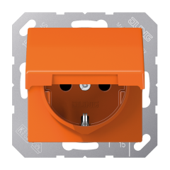 AS1520BFKIKLO Штепсельная розетка SCHUKO 16A 250V  с крышкой и защитой от детей; оранжевая