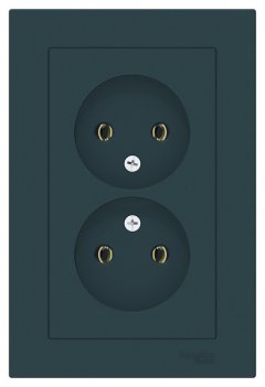 ATN000820 - AtlasDesign РОЗЕТКА двойная без заземления,16А, в сборе, ИЗУМРУД