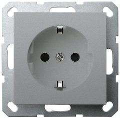 Розетка SHUKO© с защитными шторками 16A 250V~ 2P+T, цвет Алюминий, G5501S, JASMART