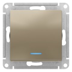 ATN000563 - AtlasDesign 1-клавишный ПЕРЕКЛЮЧАТЕЛЬ с подсветкой, схема 6а, 10АХ, механизм, ШАМПАНЬ