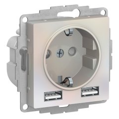 ATN000430 - AtlasDesign SO + USB розетка A+A, 5В/2,4А, 2х5В/1,2А, жемчуг
