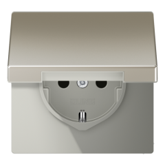 ES1520KL Штепсельная розетка SCHUKO 16A 250V  с откидной крышкой; благородная сталь