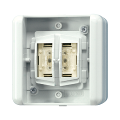 8472.02LEDW KNX/EIB 2х клавишный выключателькнопка, 2 позиционная, для накладного монтажа с BCU