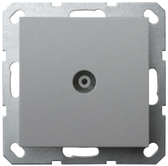 Розетка TV Ф9.5mm проходная с накладкой, цвет Алюминий, G6002S, JASMART