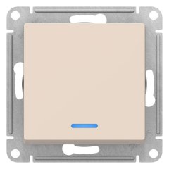 ATN000263 - AtlasDesign 1-клавишный ПЕРЕКЛЮЧАТЕЛЬ с подсветкой, схема 6а, 10АХ, механизм, БЕЖЕВЫЙ