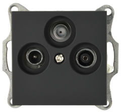 Розетка TV+FM+SAT Ф9.5mm оконечная с накладкой, цвет черный матовый (soft touch), G6206PB, JASMART