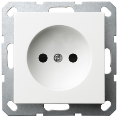 Розетка без заземления с защитными шторками 16A 250V~ 2P, цвет белый глянцевый, G5503W, JASMART
