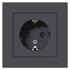 ATN001044 - AtlasDesign РОЗЕТКА с заземлением со шторками, 16А, в сборе, КАРБОН