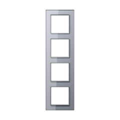 Рамка для вертикальной и горизонтальной установки, 4 поста, стекло Серый, Jung AC584GLKG