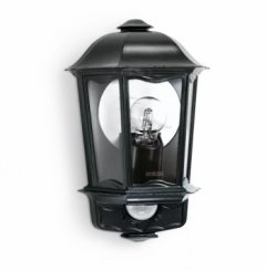 L 190 S 644413 IP 44 black/clear светильник с датчиком движения настенный уличный  E27 1 х 60 Вт (накаливания) или LED 1 х от 5 Вт до 12 Вт