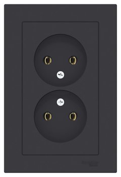 ATN001020 - AtlasDesign РОЗЕТКА двойная без заземления,16А, в сборе, КАРБОН