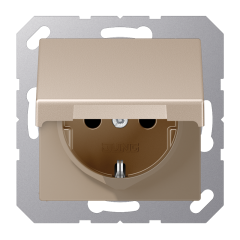 Штепсельная розетка SCHUKO 16A 250V~ с защитой от детей; с крышкой; термопласт; шампань, A1520BFKIKLCH