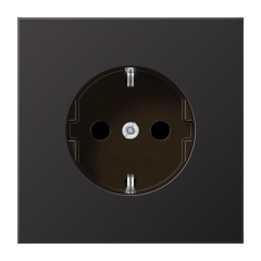 Розетка JUNG LS METAL, скрытый монтаж, с заземлением, со шторками, антрацит, AL1520KID