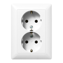 AS5020KIUWW Штепсельная розетка SCHUKO 16A 250V  с защитой от детей, сдвоенная; белая