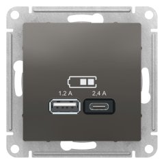ATN000939 - AtlasDesign USB розетка A+С, 5В/2,4 А, 2х5В/1,2 А, сталь