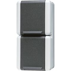 822W Двойная вертикальная SCHUKO-розетка 16A 250V  для накладного монтажа IP44