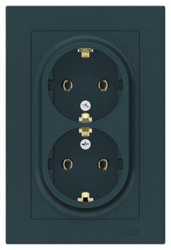 ATN000824 - AtlasDesign РОЗЕТКА двойная с заземлением, 16А, в сборе, ИЗУМРУД
