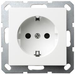 Розетка SHUKO© с защитными шторками 16A 250V~ 2P+T, цвет белый глянцевый, G5501W, JASMART