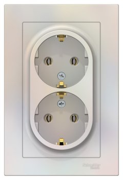 ATN000424 - AtlasDesign РОЗЕТКА двойная с заземлением, 16А, в сборе, ЖЕМЧУГ