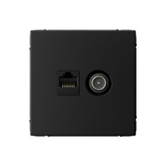 РОЗЕТКА двойная ТВ + компьютерная RJ45, кат. 5Е , Art Gallery, цвет Карбон, GAL001089