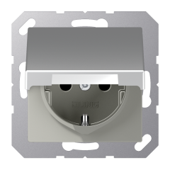 Штепсельная розетка SCHUKO 16A 250V~ с защитой от детей; с крышкой; термопласт; алюминий, A1520BFKIKLAL