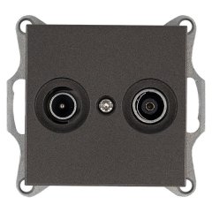 Розетка TV+FM Ф9.5mm оконечная с накладкой, цвет Мокко, G6204Z, JASMART