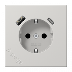 Розетка 2К+З 16А 250В, с разъемом USB Typ AC LS1520-15CALG