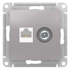 ATN000389 - AtlasDesign РОЗЕТКА двойная комп+ТВ, RJ45+TV, категория 5E, механизм, АЛЮМИНИЙ