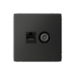 РОЗЕТКА двойная ТВ + компьютерная RJ45, кат. 5Е , Art Gallery, цвет Базальт, GAL001489