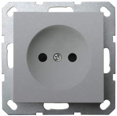 Розетка без заземления с защитными шторками 16A 250V~ 2P, цвет Алюминий, G5503S, JASMART