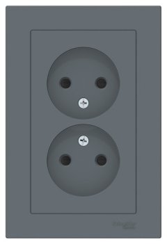 ATN000722 - AtlasDesign РОЗЕТКА двойная без заземления со шторками,16А, в сборе, ГРИФЕЛЬ