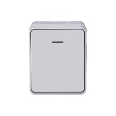 ATN540113 - AtlasDesign Profi54 ,открытый монтаж, 1-клавишный ВЫКЛЮЧАТЕЛЬ с подсветкой 10 АХ, БЕЛЫЙ