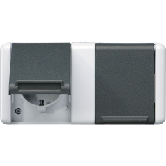 8220-1W Двойная горизонтальная SCHUKO-розетка 16A 250V  для накладного монтажа IP44