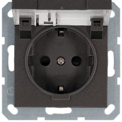 Розетка SHUKO© с крышкой и защитными шторками 16A 250V~ 2P+T, цвет Мокко, G5505Z, JASMART