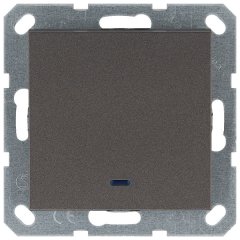 Выключатель одноклавишный проходной со светодиодом 10A 250V~ с накладкой, цвет Мокко, G3012NZ, JASMART