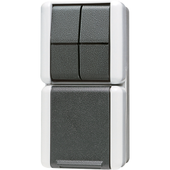 875W Комбинация - розетка и сдвоенный выключатель; для накладного монтажа IP44