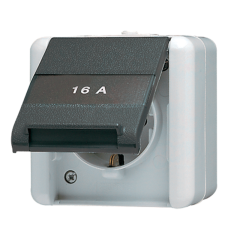 820NAW Штепсельная розетка SCHUKO с полем для надписи; для накладного монтажа IP44