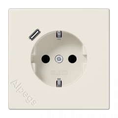 Розетка 2К+З 16А 250В, с разъемом USB Typ C LS1520-18C