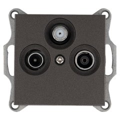 Розетка TV+FM+SAT Ф9.5mm проходная с накладкой, цвет Мокко, G6207Z, JASMART