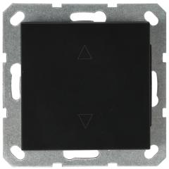 Выключатель одноклавишный для штор 10A 250V~ с накладкой, цвет черный матовый (soft touch), G3018PB, JASMART
