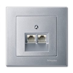 MTN298060; Merten Накладка на розетку компьютерную 2 поста алюминий Schneider Electric