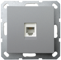 Интернет-розетка RJ45 с накладкой, цвет Алюминий, G6105S, JASMART